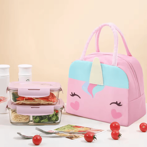 3D Cartoon Bento Lunch Bag Insulated Canvas Handbag with Ice Pack Space