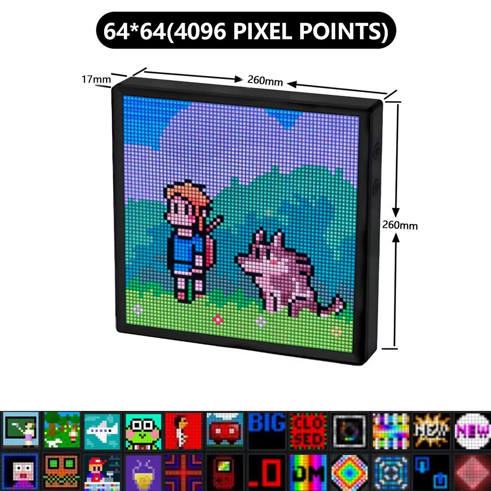 64x64 RGB LED Pixel Art Display with Bluetooth App Control