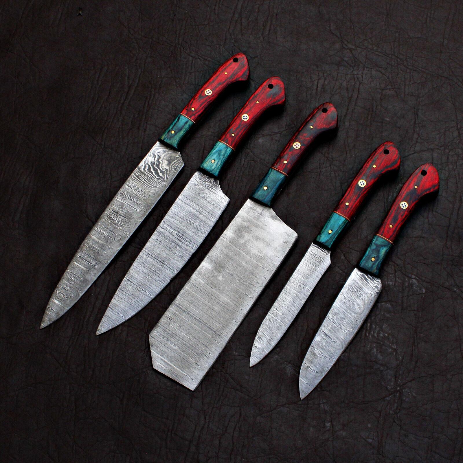 Professional Damascus Steel Chef Knives | BLACK BEER 5-Piece Handmade Kitchen Set