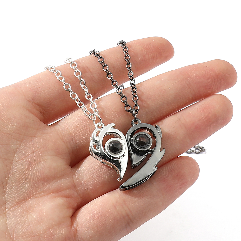 Fashion Creative Heart Necklace, Magnetic Couple Pendant, Romantic Lover Jewelry Gift