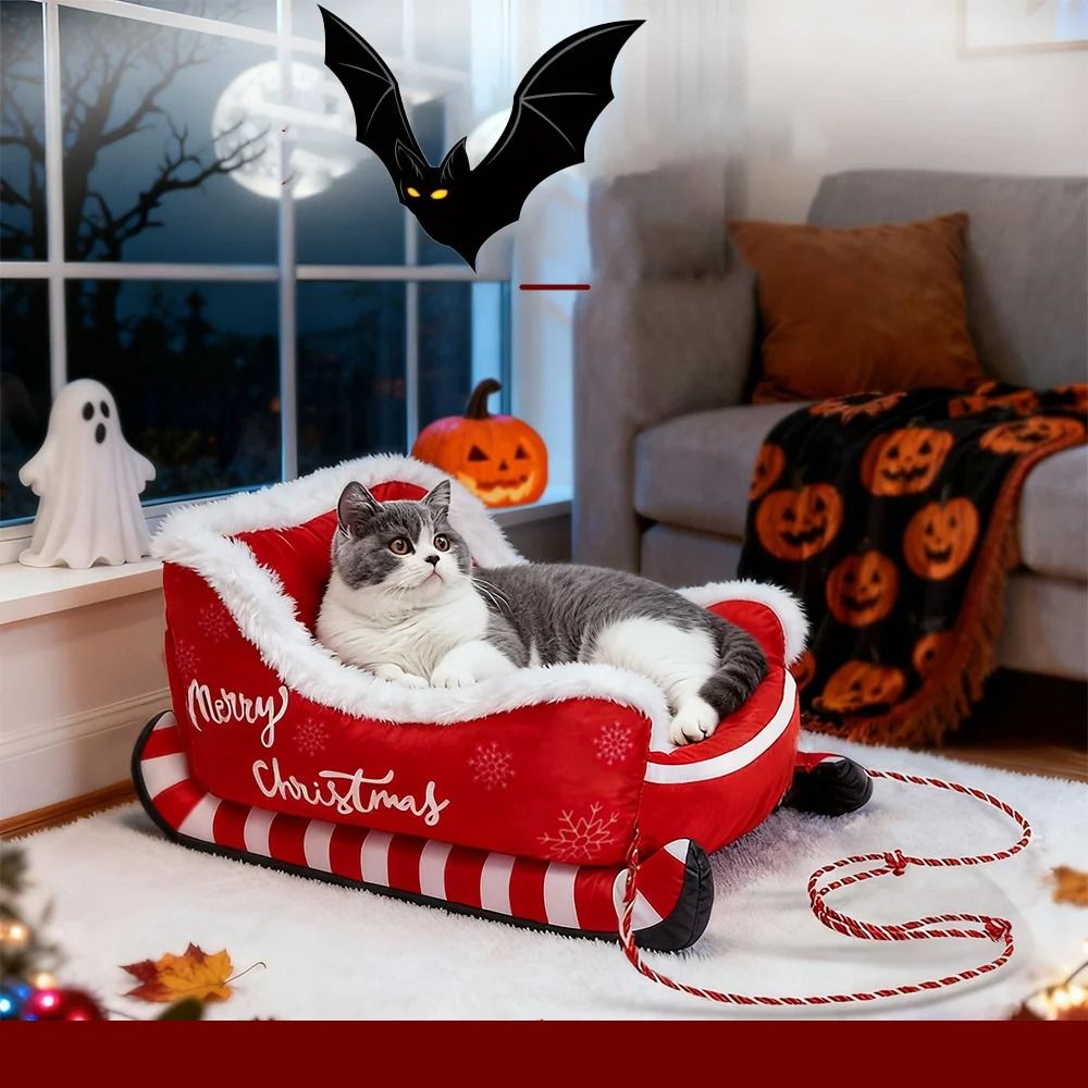 Christmas Sleigh Festive Plush Pet Bed