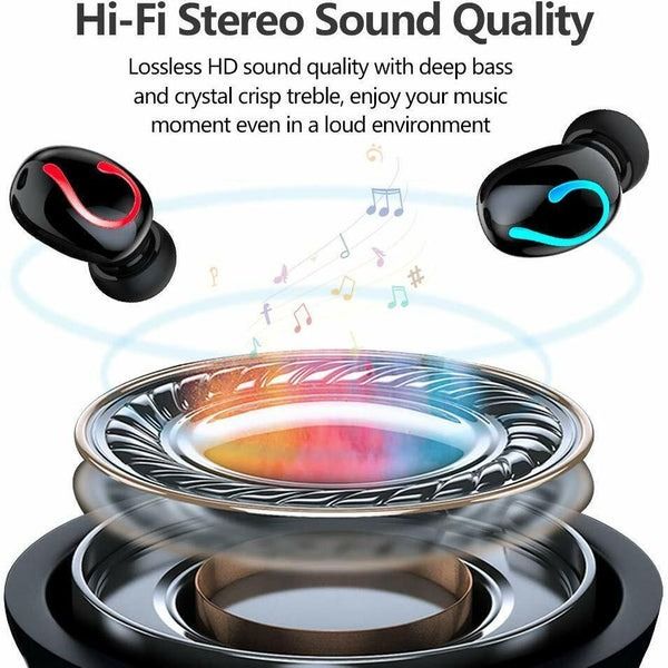 TWS Bluetooth Headset Wireless Earphones, Mini Earbuds Stereo Headphones, Waterproof, Hi-Fi Sound, Noise Reduction