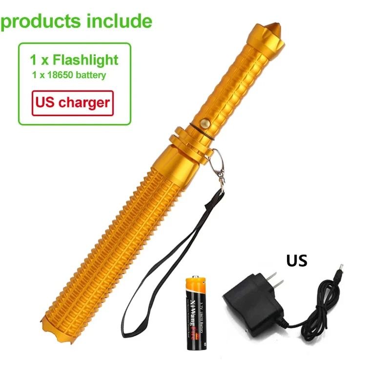 Baseball Bat Style LED Flashlight with Zoom and Self Defense Design