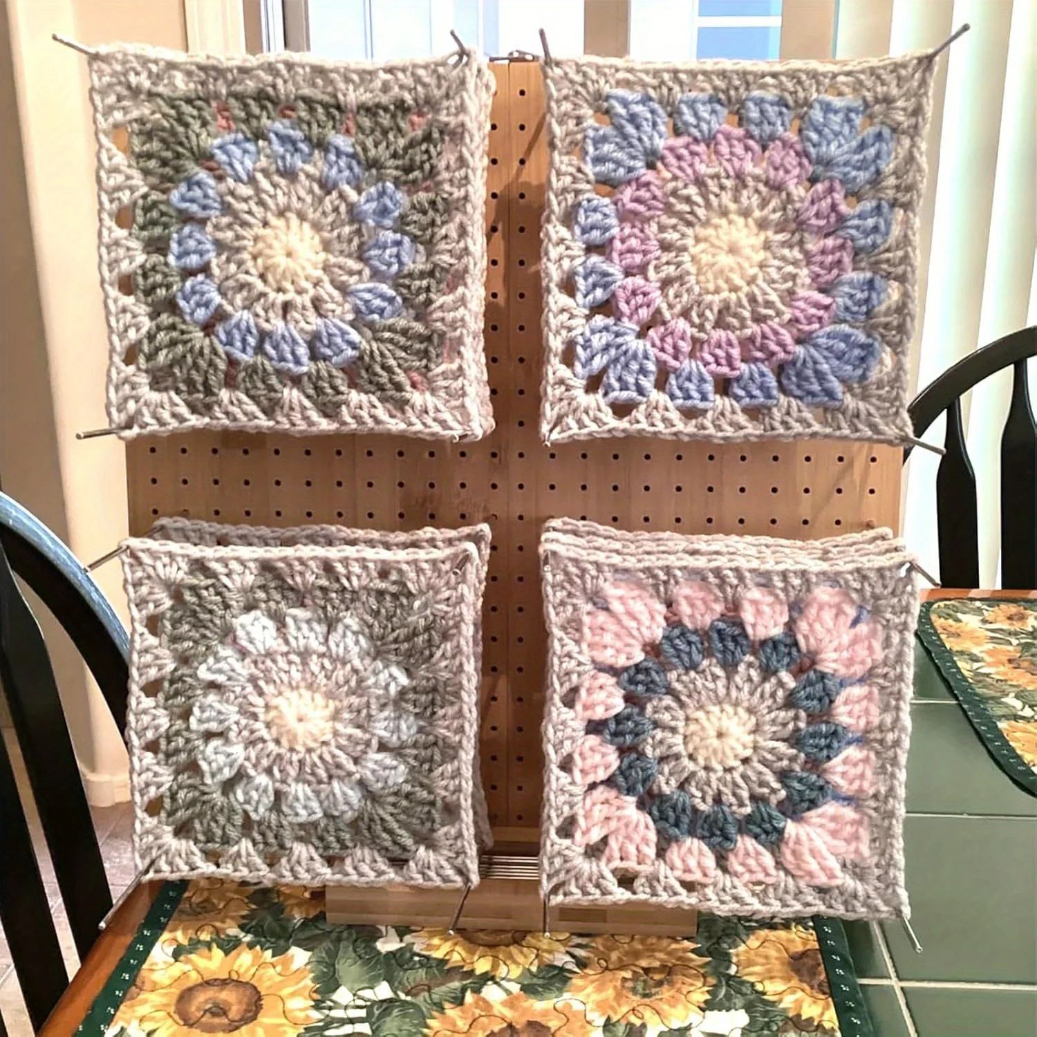 Bamboo Crochet Blocking Board Grid Plate for Knitting Projects