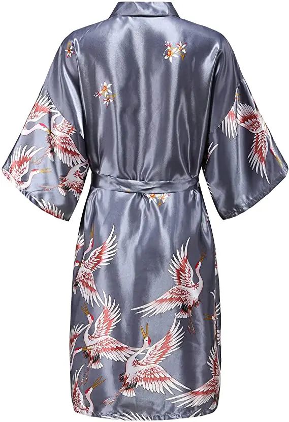 Bridal Bliss Silk Satin Floral Robe – Short Satin Bridesmaid Robe for Weddings & Getting Ready