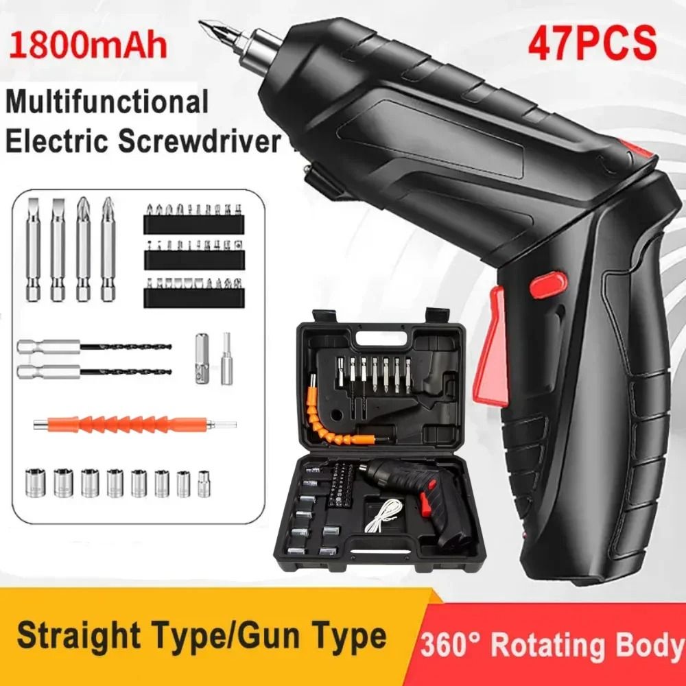47 PCS 3.6V Electric Screwdriver Set 1800mAh Battery Powered Cordless Power Tool