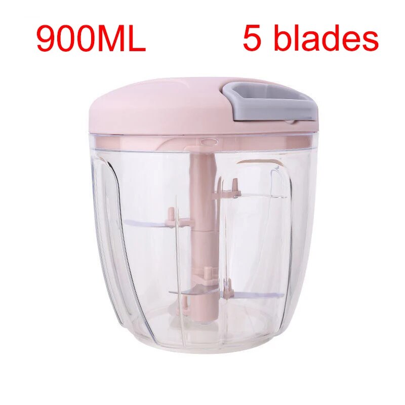 500/900ML Manual Meat Mincer & Garlic Chopper: Rotate Garlic Press Crusher, Vegetable Onion Cutter - Kitchen Cooking Acc