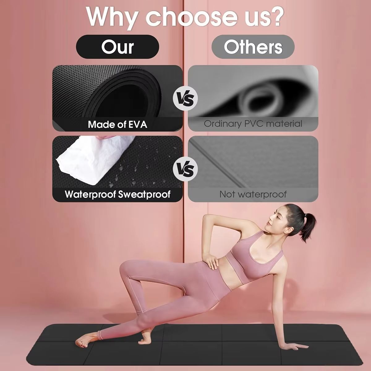 Foldable Yoga Mat, Eco-Friendly EVA Fitness Exercise Mat for Travel, Yoga & Pilates