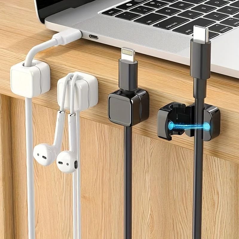 10pcs Magnetic Cable Organizer Set – Punch-Free Desktop & Car Cord Clips