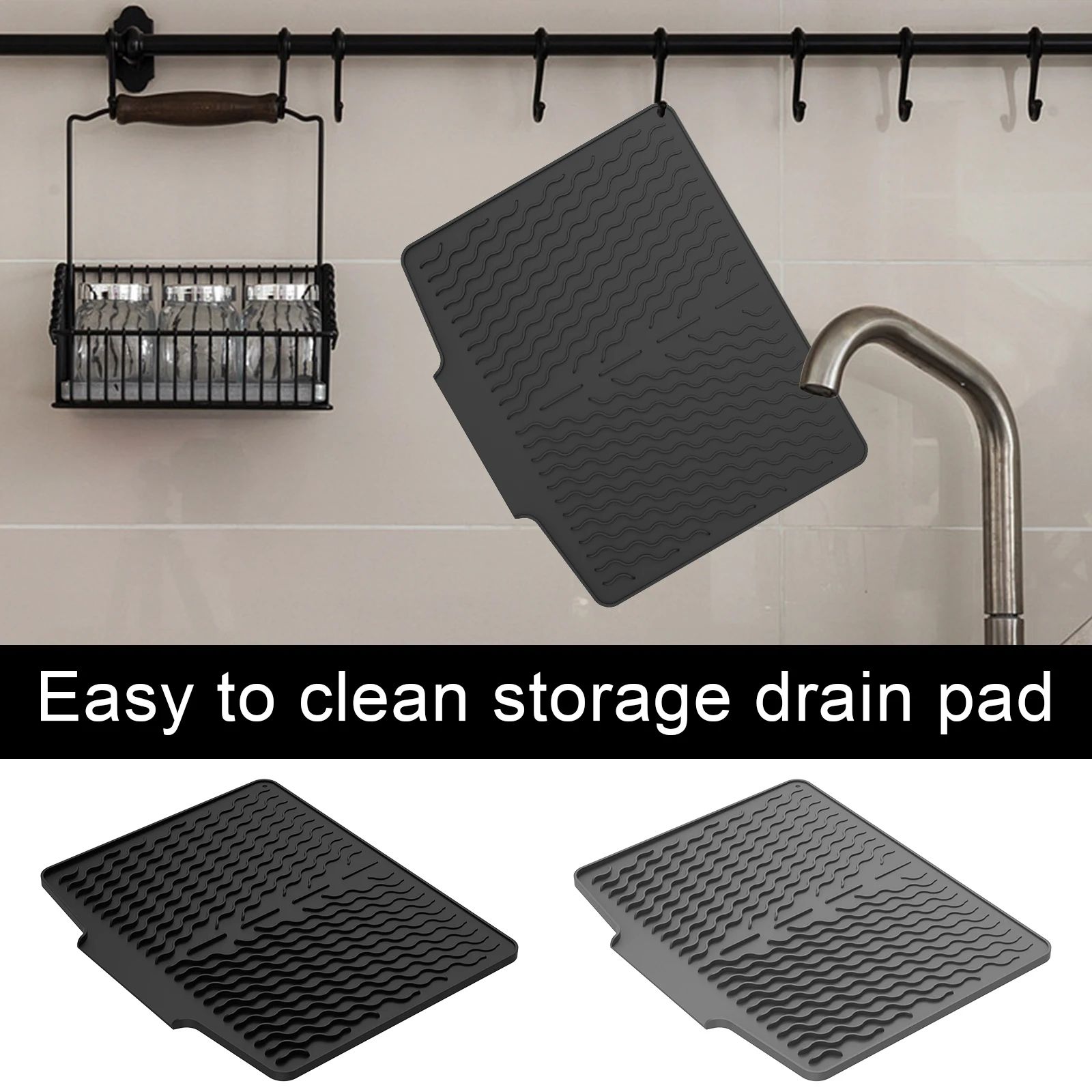 Silicone Dish Drying Mat Heat Resistant Non Slip Kitchen Counter Drying Pad