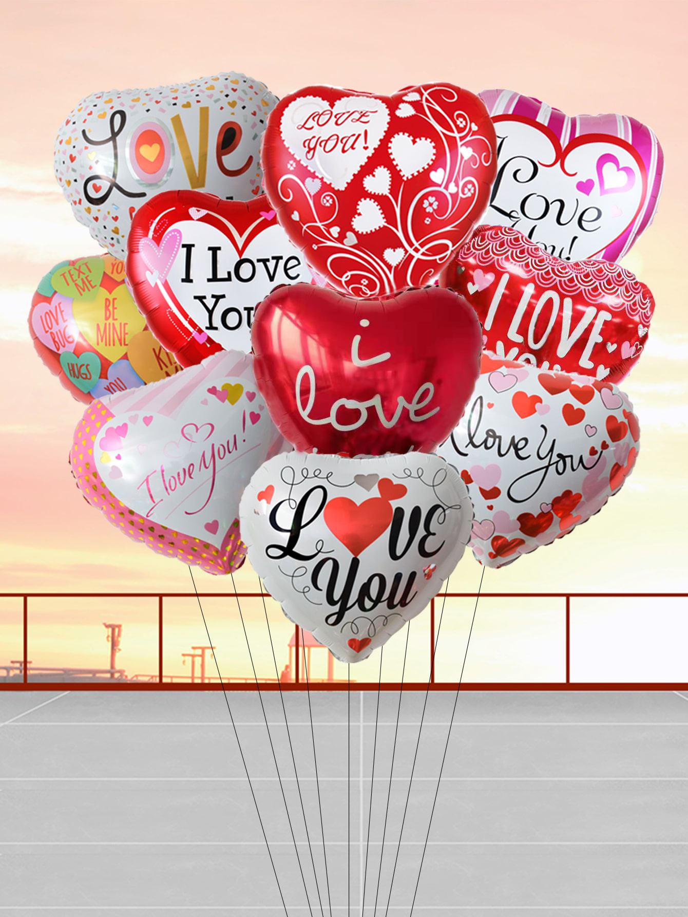 Love Heart Foil Balloons I Love You Heart Helium Balloons Wedding Decorations Valentine's Day Engagement Decor