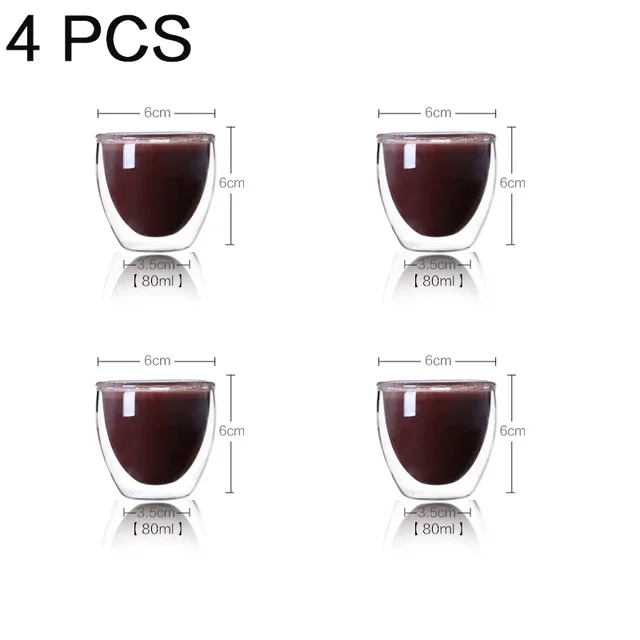 Heat Resistant Double Wall Glass Cup Transparent Coffee Mug & Handmade Tea Drink Cups