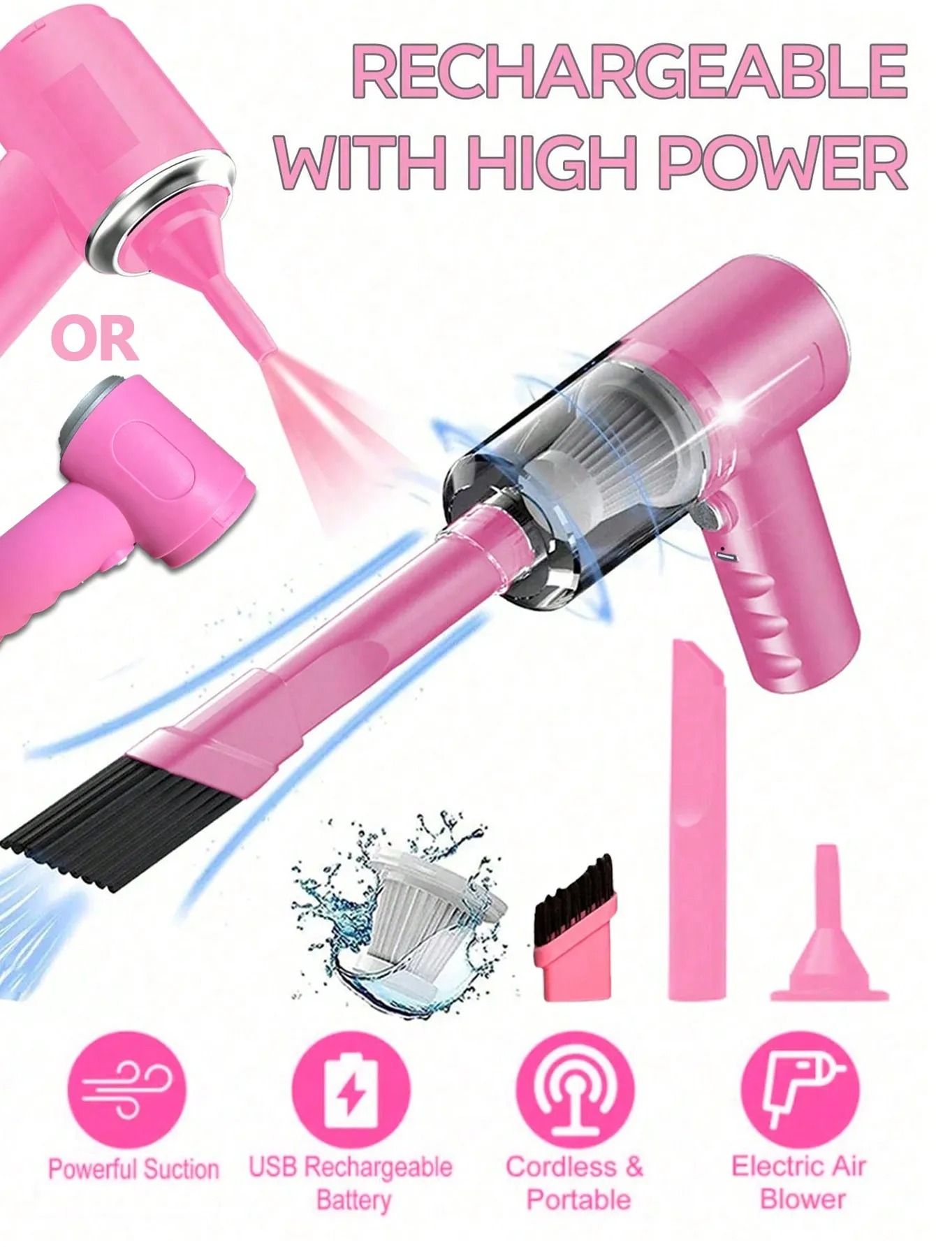 3-in-1 Wireless Vacuum Cleaner – Integrated Suction, Blowing & Pumping System