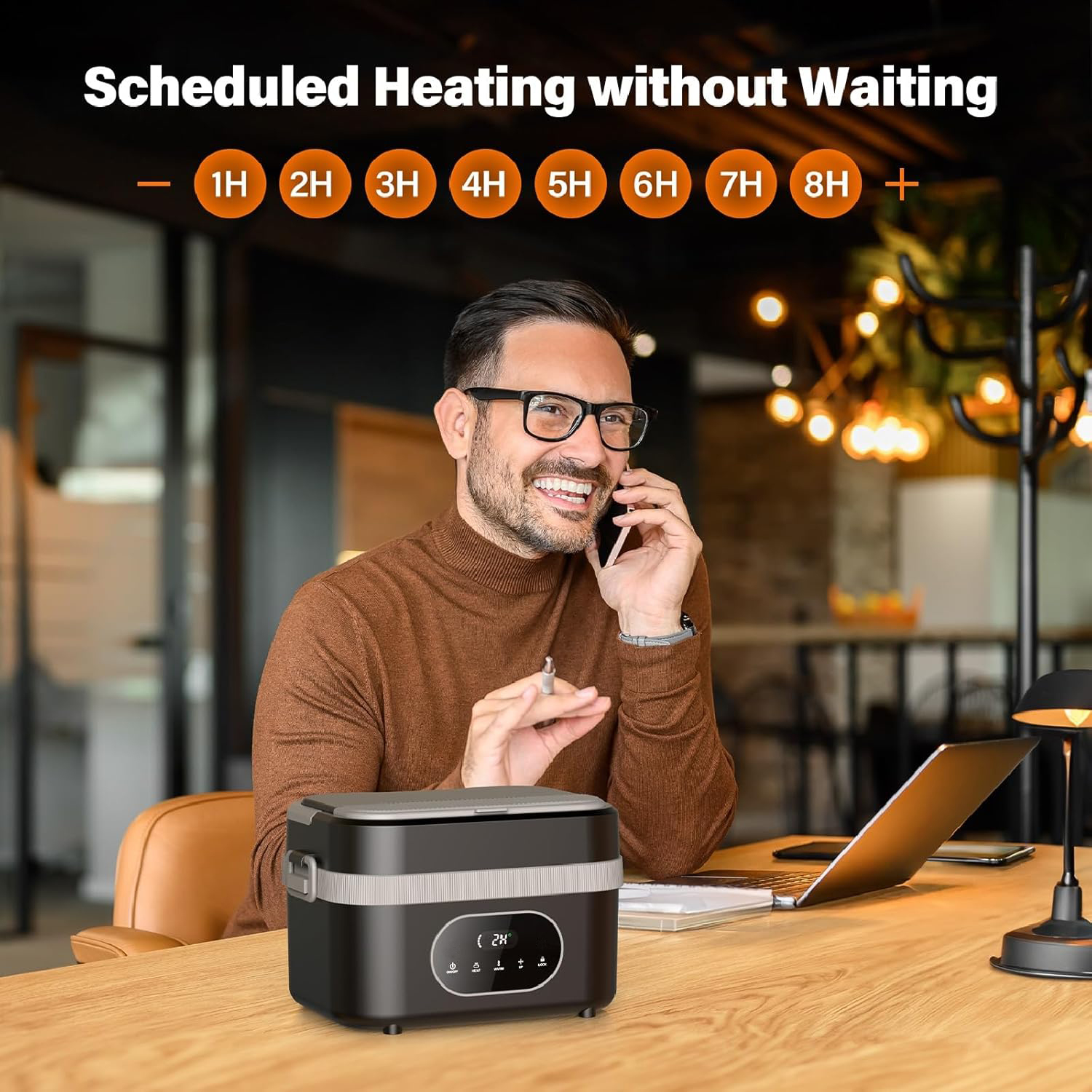 Electric Lunch Box, Self-Heating Food Container, Portable Cordless Heated Lunch