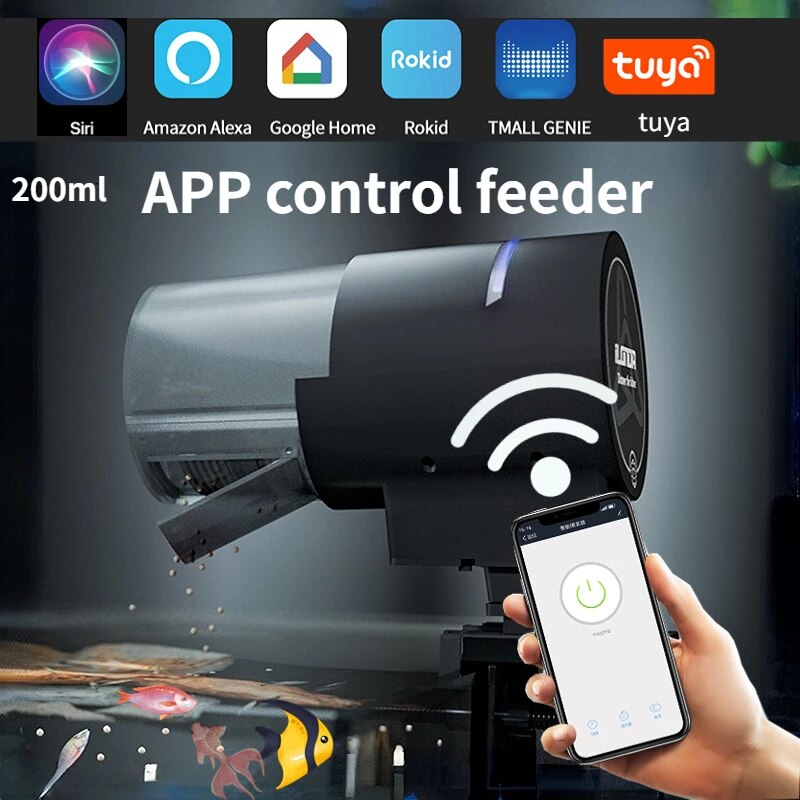 Smart Aquarium Fish Feeder: WiFi Control & Voice Activation
