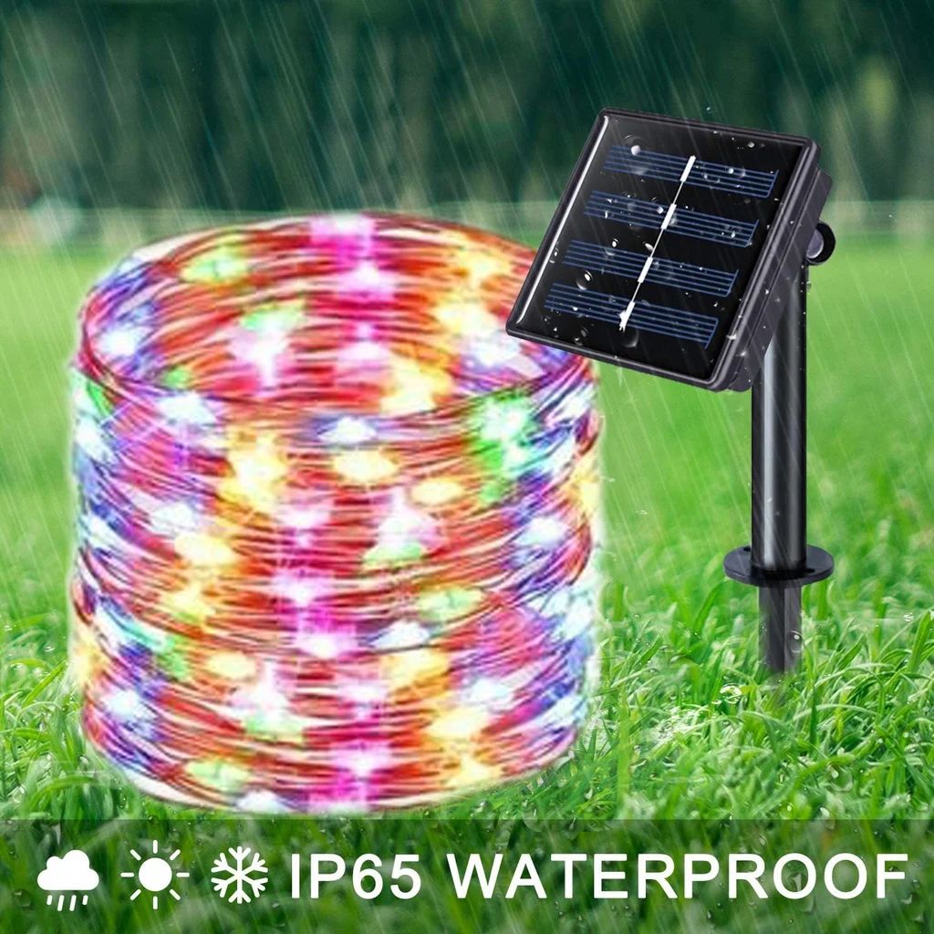 Outdoor Solar LED Fairy String Lights Waterproof with 8 Lighting Modes for Garden Patio and Christmas