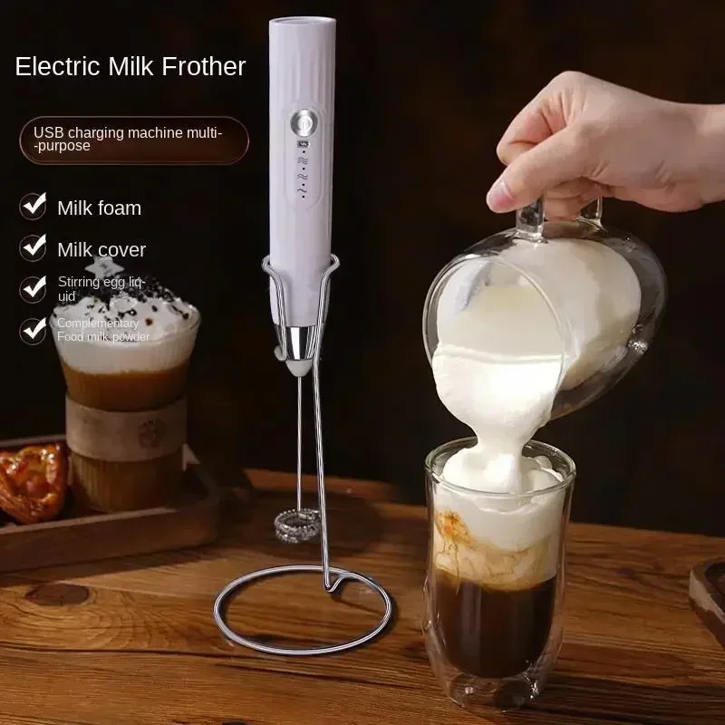 Portable USB Electric Egg Beater, Household Kitchen Handheld Egg White Frother, Coffee Whipping Foam Cream Gadget