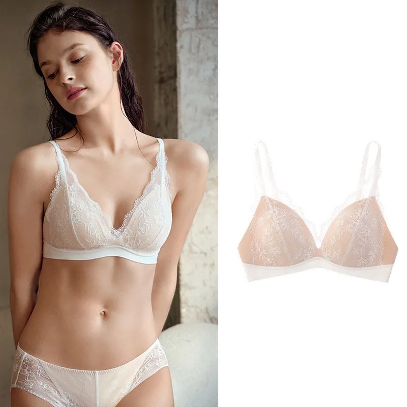 SUJIIN Sexy Push Up Lace Bra | French Wireless Deep V Plunge Lingerie