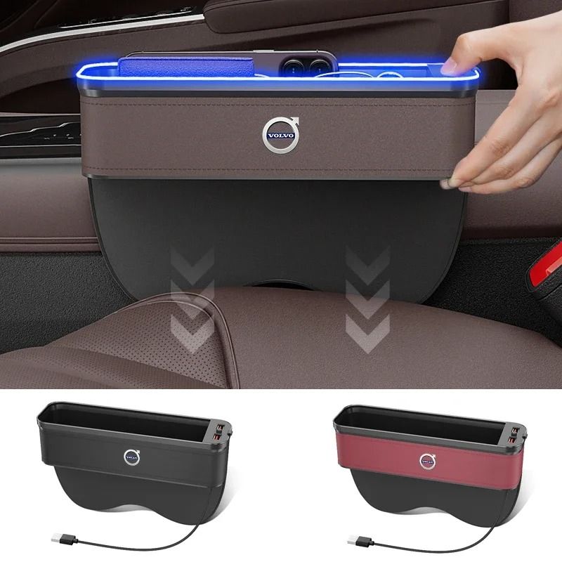 Volvo Seat Crevice Storage Box USB Charging Gap Slot Organizer