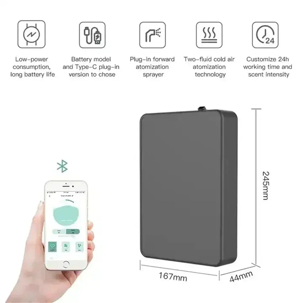 Smart Battery Fragrance Diffuser, Waterless Essential Oil Air Freshener, Hotel Professional Scent Machine