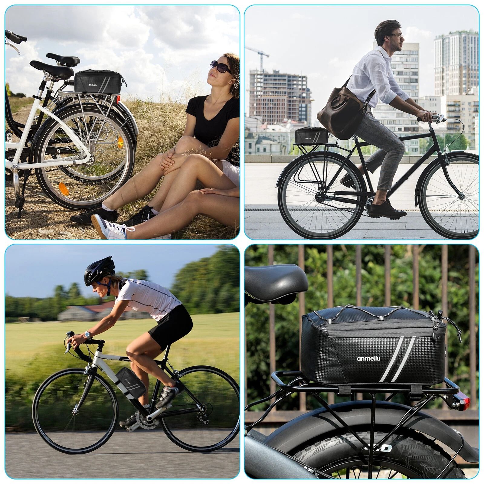 Waterproof Bicycle Rear Rack Seat Bag Cycling Storage Pouch for Bike Trunk & Pannier
