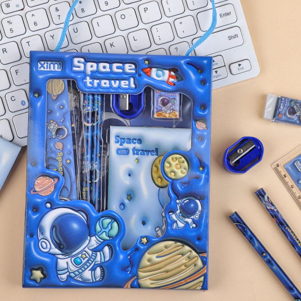 Cartoon Kids Stationery Set with Pencil Case, Pencils, and Erasers – Perfect School Supplies Gift Box