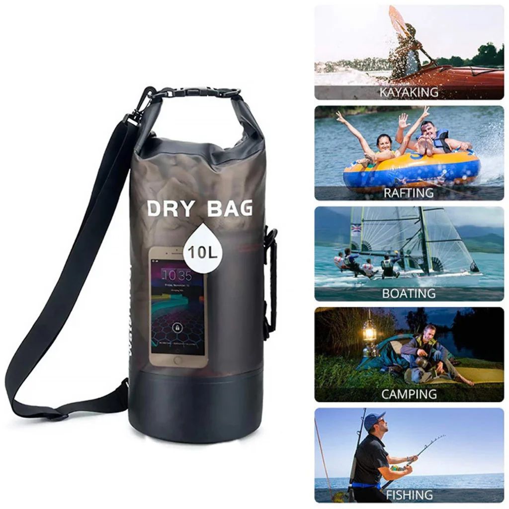 Waterproof PVC Dry Bag Backpack with Drawstring | Beach Swimming Sack for Travel Camping Hiking Surfing Outdoor Sports