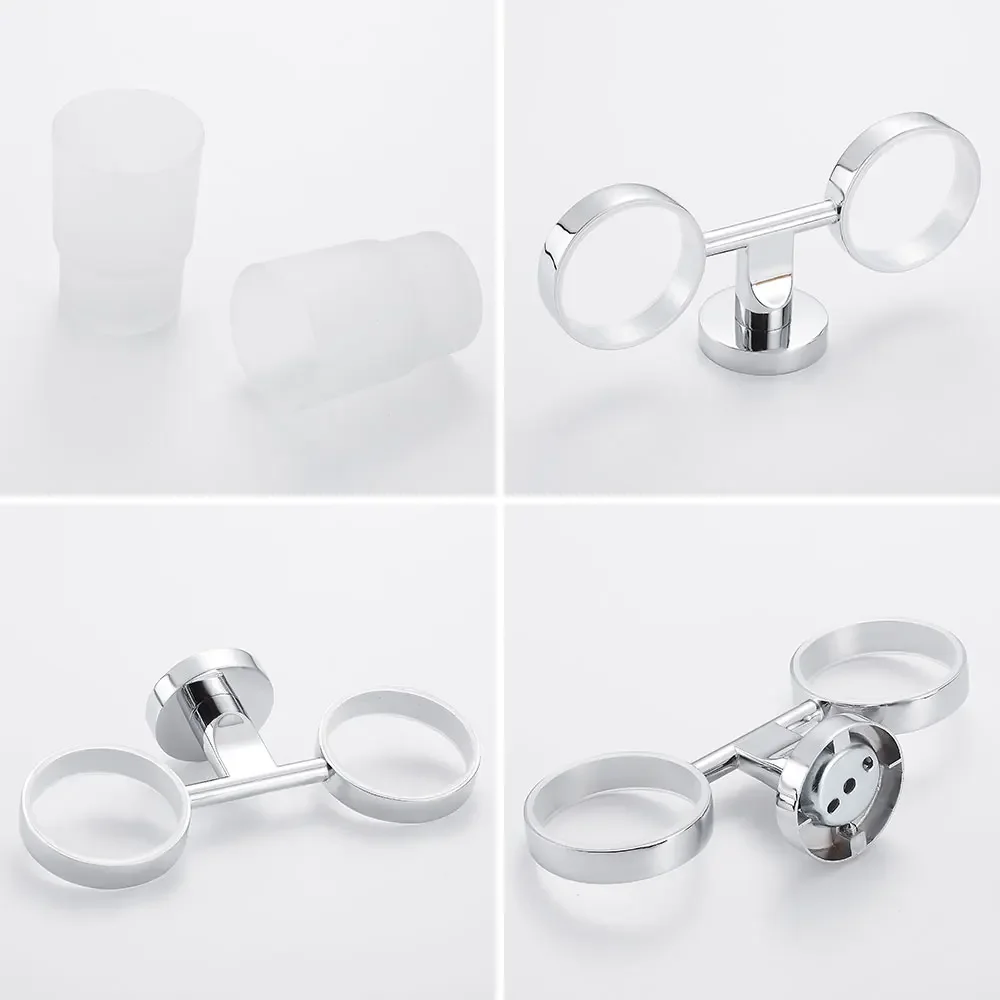 Double Tumbler Cup Holder, Tooth Brushing Cup Bathroom Supplies, Toothbrush Holder Wall Mount, Strong Anti Fall Bath