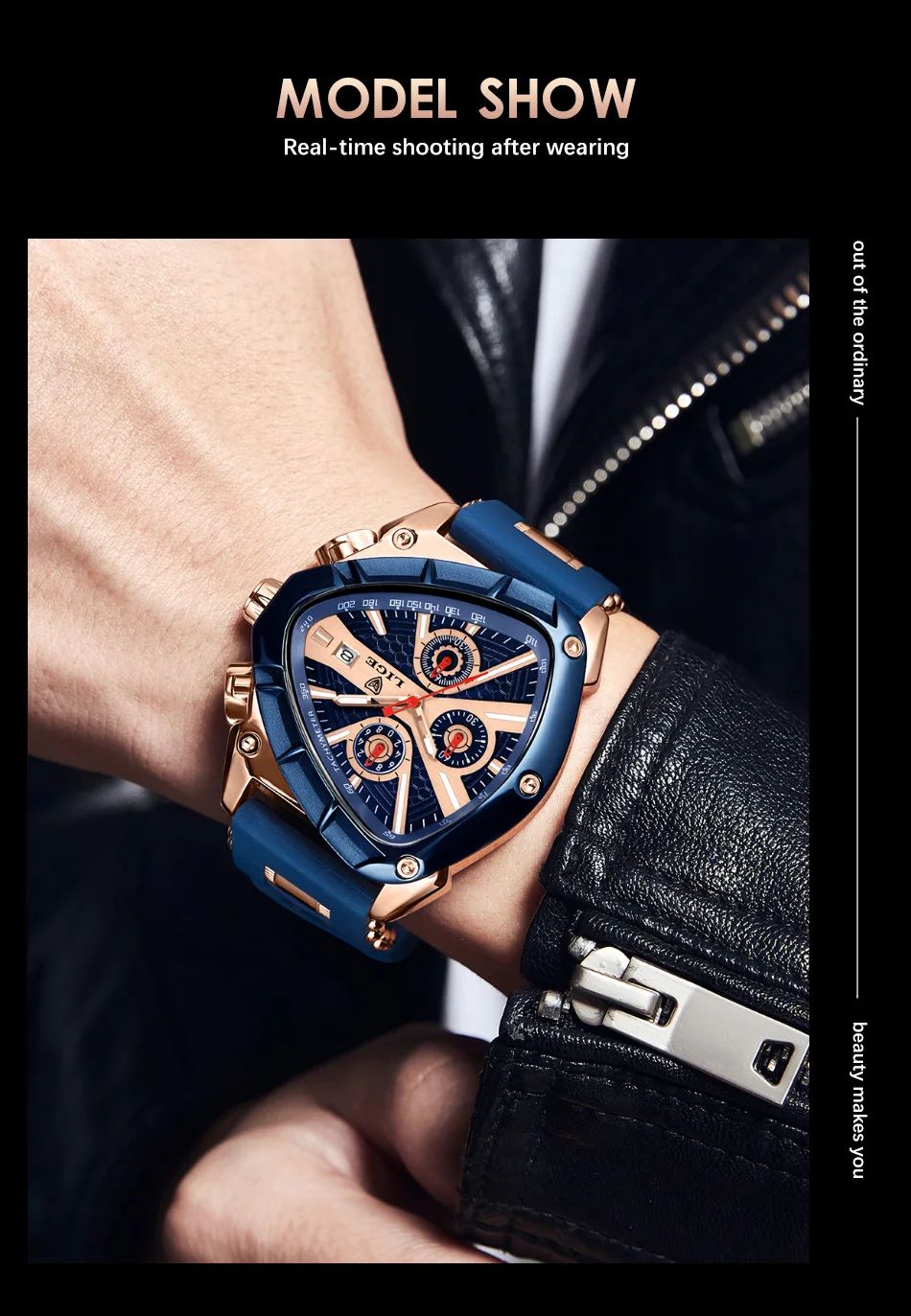 Luxury Waterproof Mens Quartz Watch with Large Dial