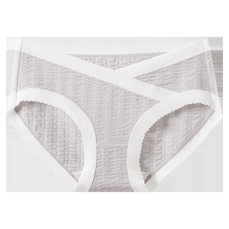 Traceless Ice Silk Pregnancy Panties, Cotton Jacquard Mid Waist V Shaped Briefs, Summer Maternity Breathable Underwear