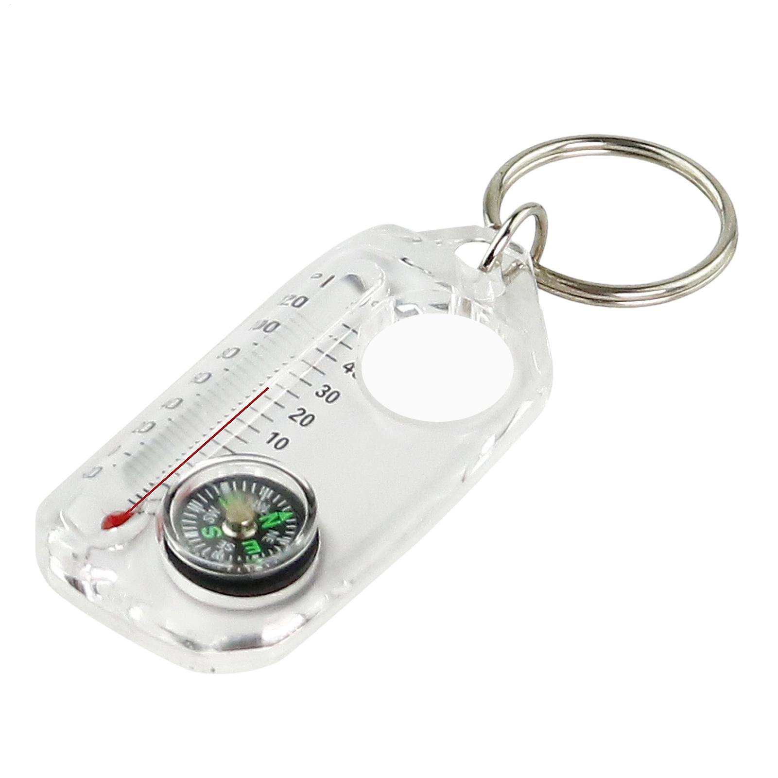 Trail Ready Keychain Compass Thermometer Mini Survival Camping Compass