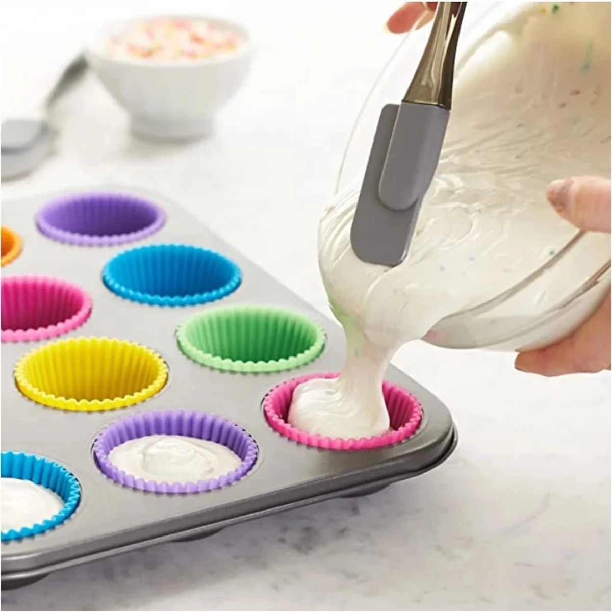 Silicone Small Cake Cup Mold 12pcs Pudding Jelly Baking Cups