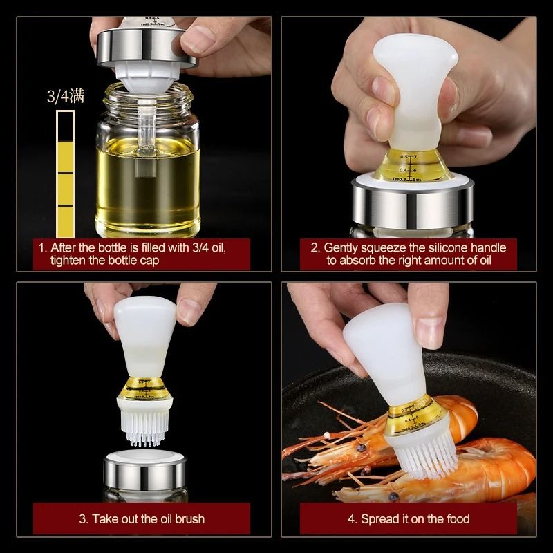 Silicone Oil Bottle & Integrated Basting Brush