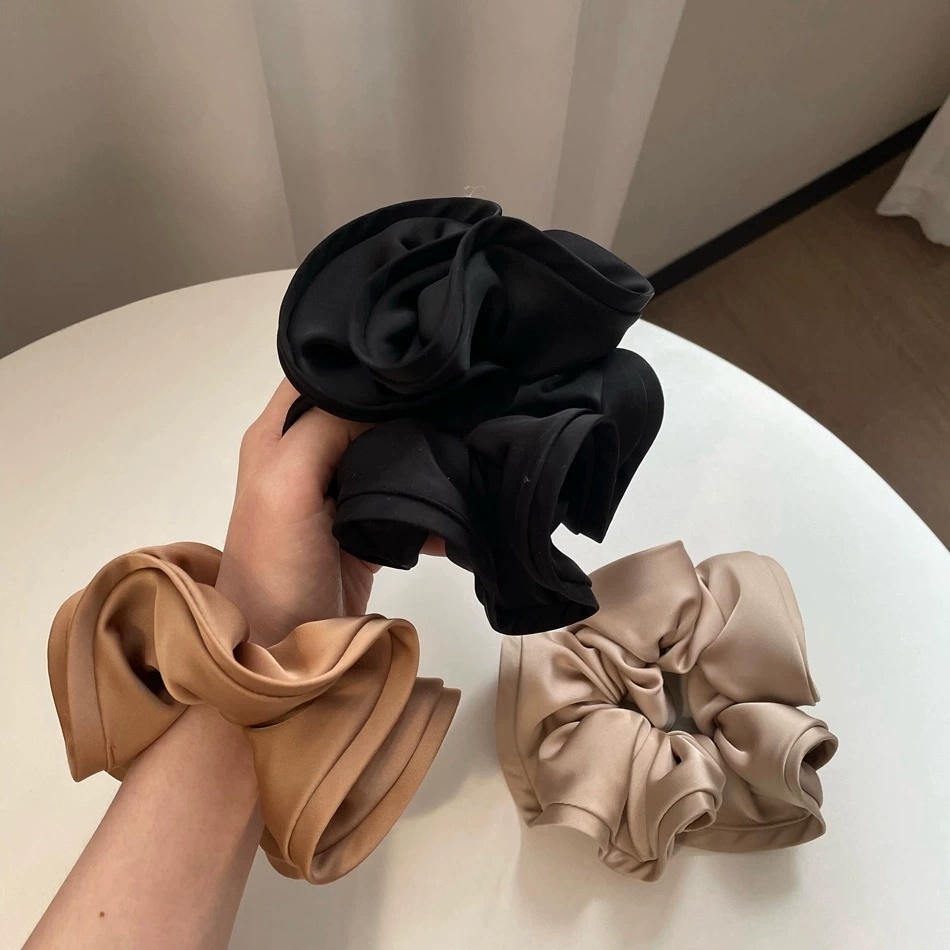 Satin Ribbon Hair Scrunchies for Women - Elegant Bow Elastic Ponytail Holder for Simple Temperament