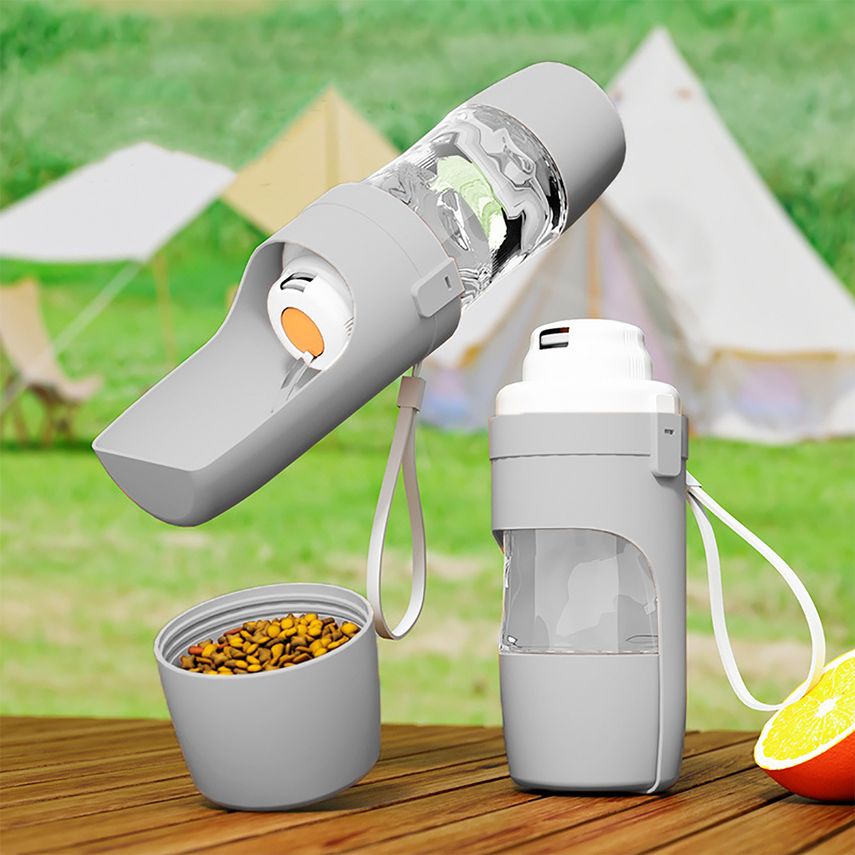 Portable Pet Water Bottle & Food Storage Feeder for Dogs & Cats Travel-Friendly, Outdoor Hydration & Feeding Solution