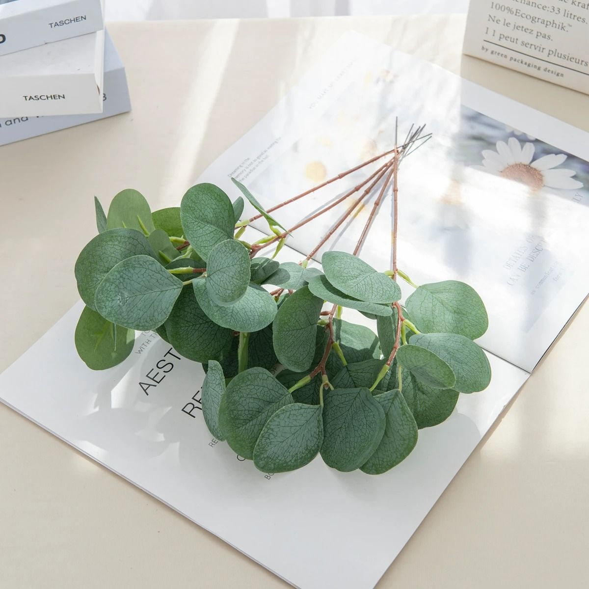 Artificial Eucalyptus Leaves Silk Greenery Stems for DIY Floral and Home Decor