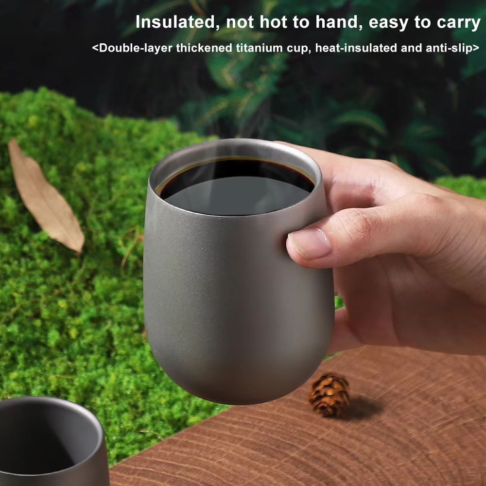 Titanium Double Wall Insulated Camping Drink Cup Outdoor Water Mug