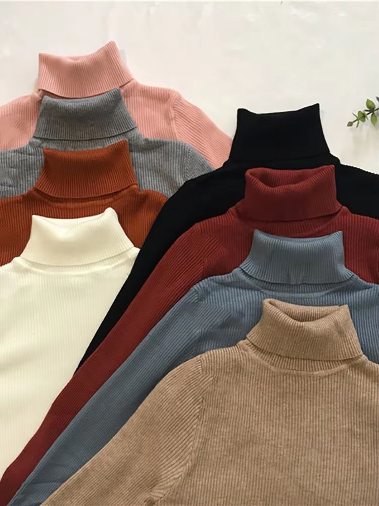 Women's Korean Slim Turtleneck Knitted Sweater for Autumn and Winter