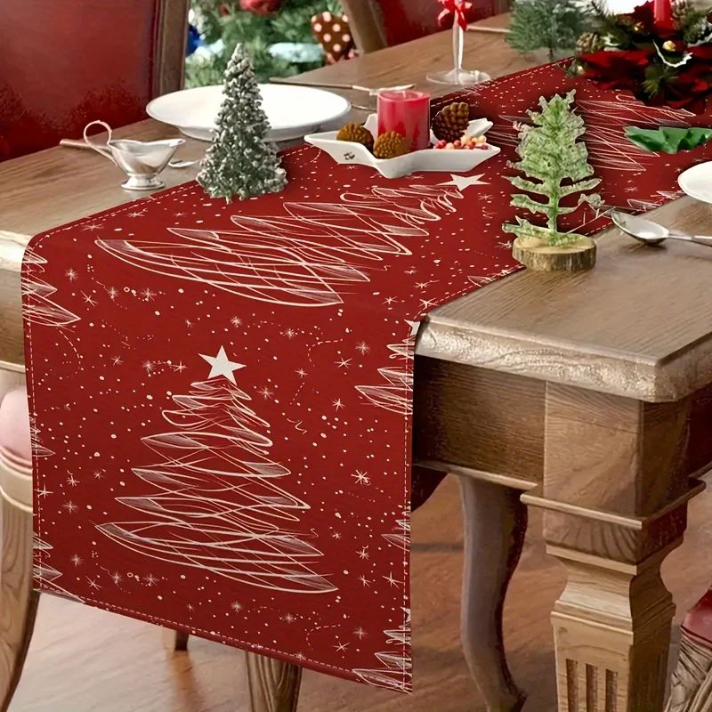 Christmas Tree Red Table Runner
