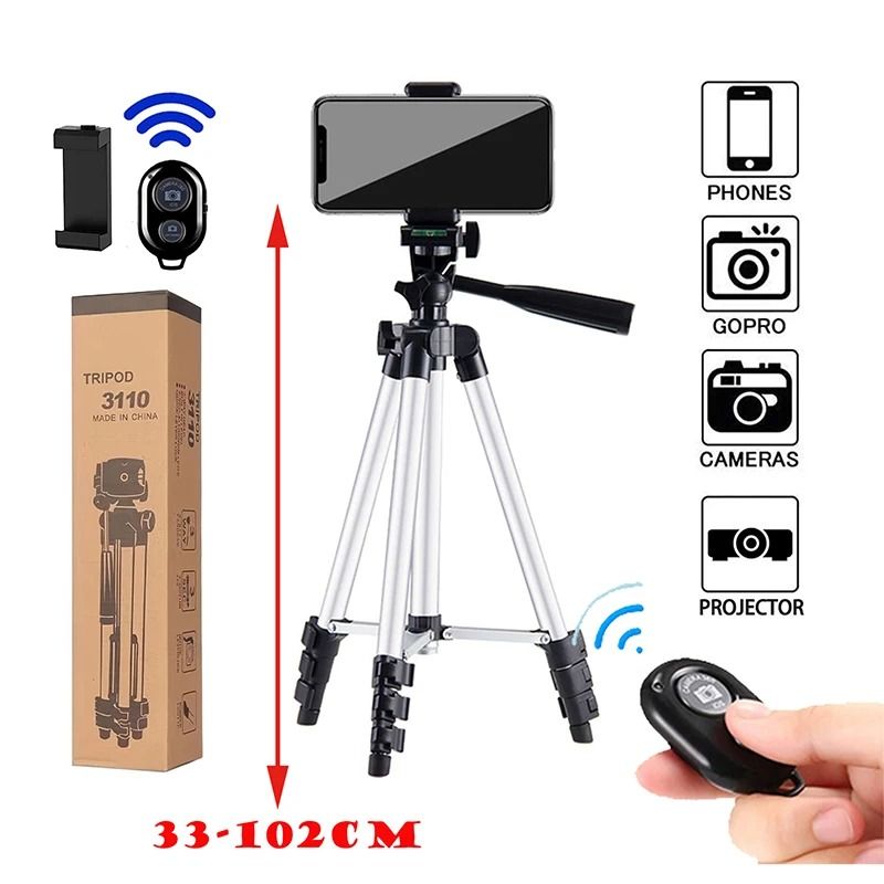 Lightweight Phone Tripod Stand with Bluetooth Remote for Photography
