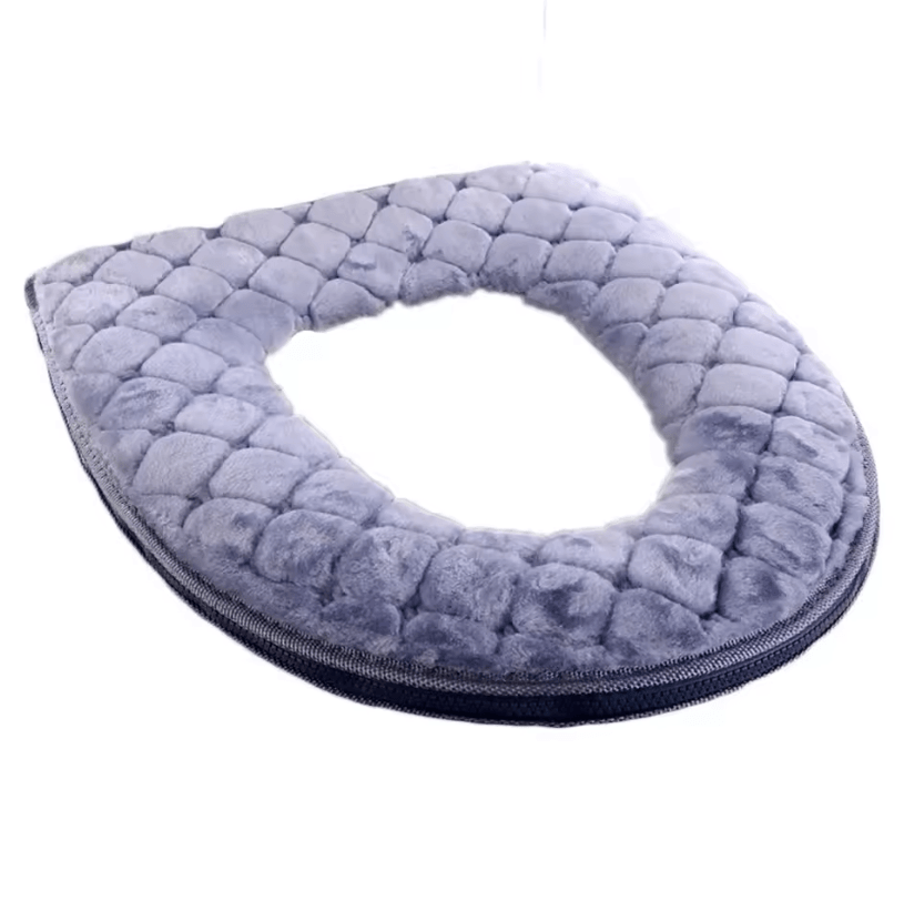 Plush Winter Warm Toilet Seat Cushion – Washable O-Shaped Toilet Lid Cover (14.57 by 17.32 in)
