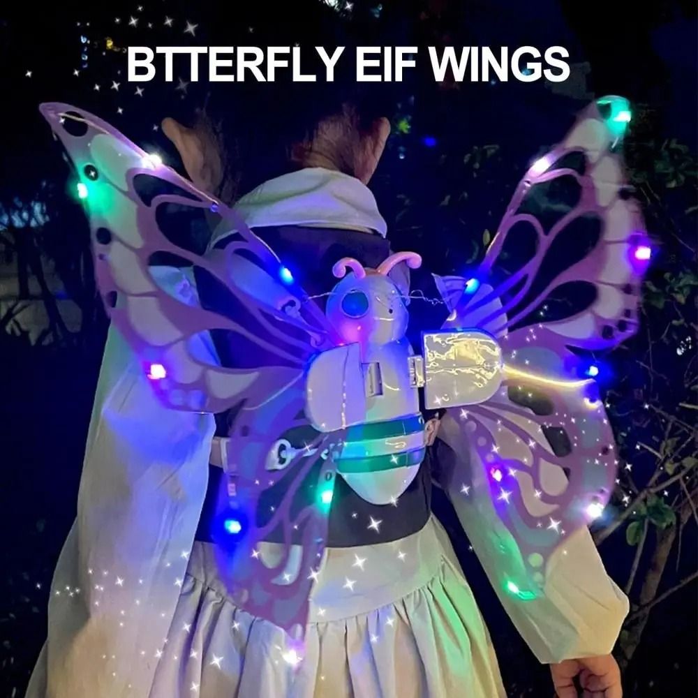 LED Light-Up Fairy Wings with Moving Effect Magical Butterfly Costume for Kids