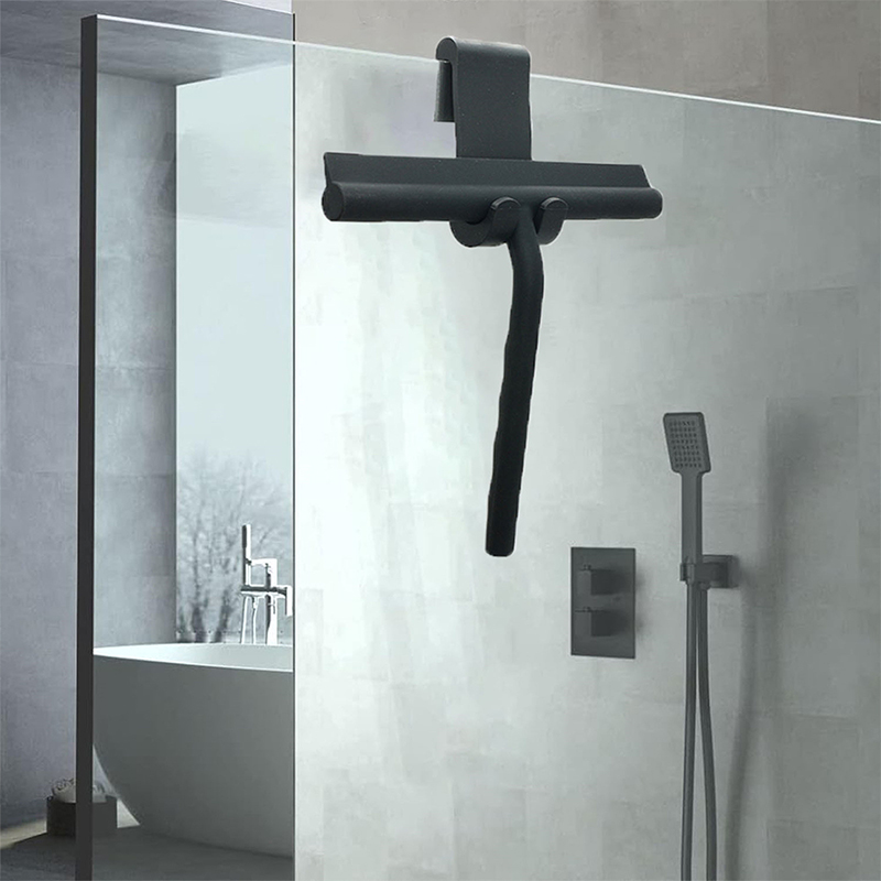 Bathroom Shower Squeegee, Household Glass Wiper, Silicone Scraper, Tiles Cleaning Tool with Hanging Holder