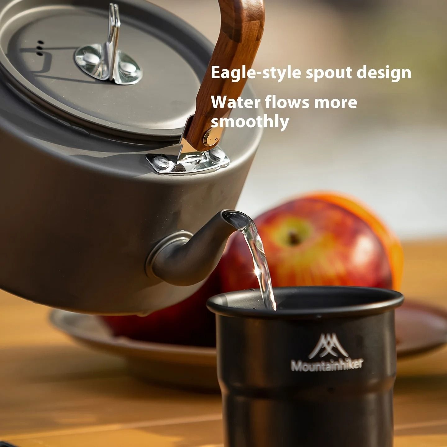 Aluminum Alloy Camping Tea Kettle with Wooden Handle