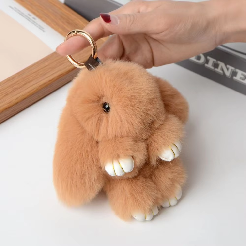 Fluffy Bunny Plush Keychain Cute Rabbit Doll Bag Charm Soft Gift Toy