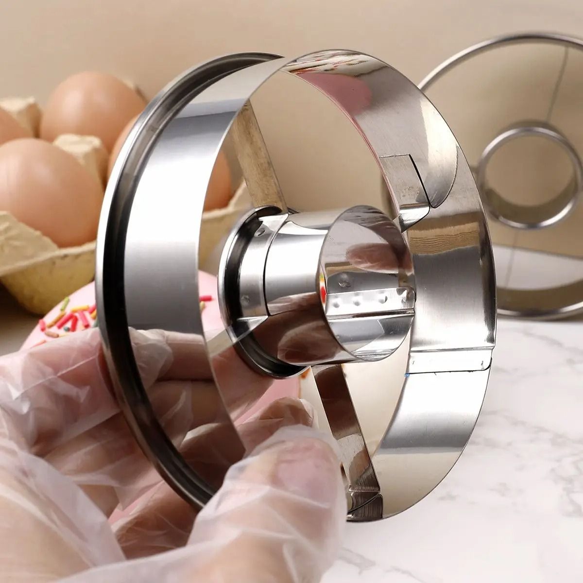 Round Stainless Steel Donut Cutting Mold – Precision Mousse Ring & Cookie Press