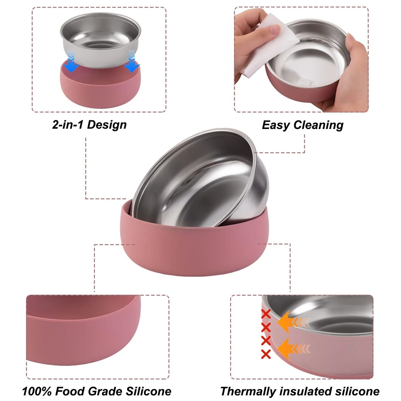Double Layer Stainless Steel Pediatric Feeding Bowl Set