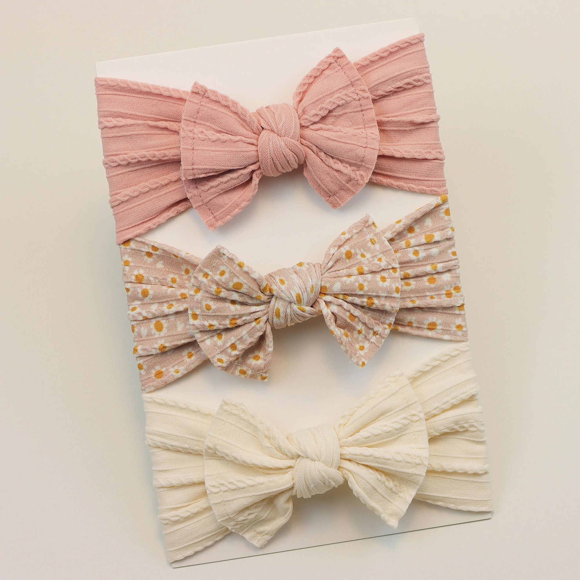 3-Piece Premium Elastic Bow Headband Set – Soft Nylon Turban Accessories
