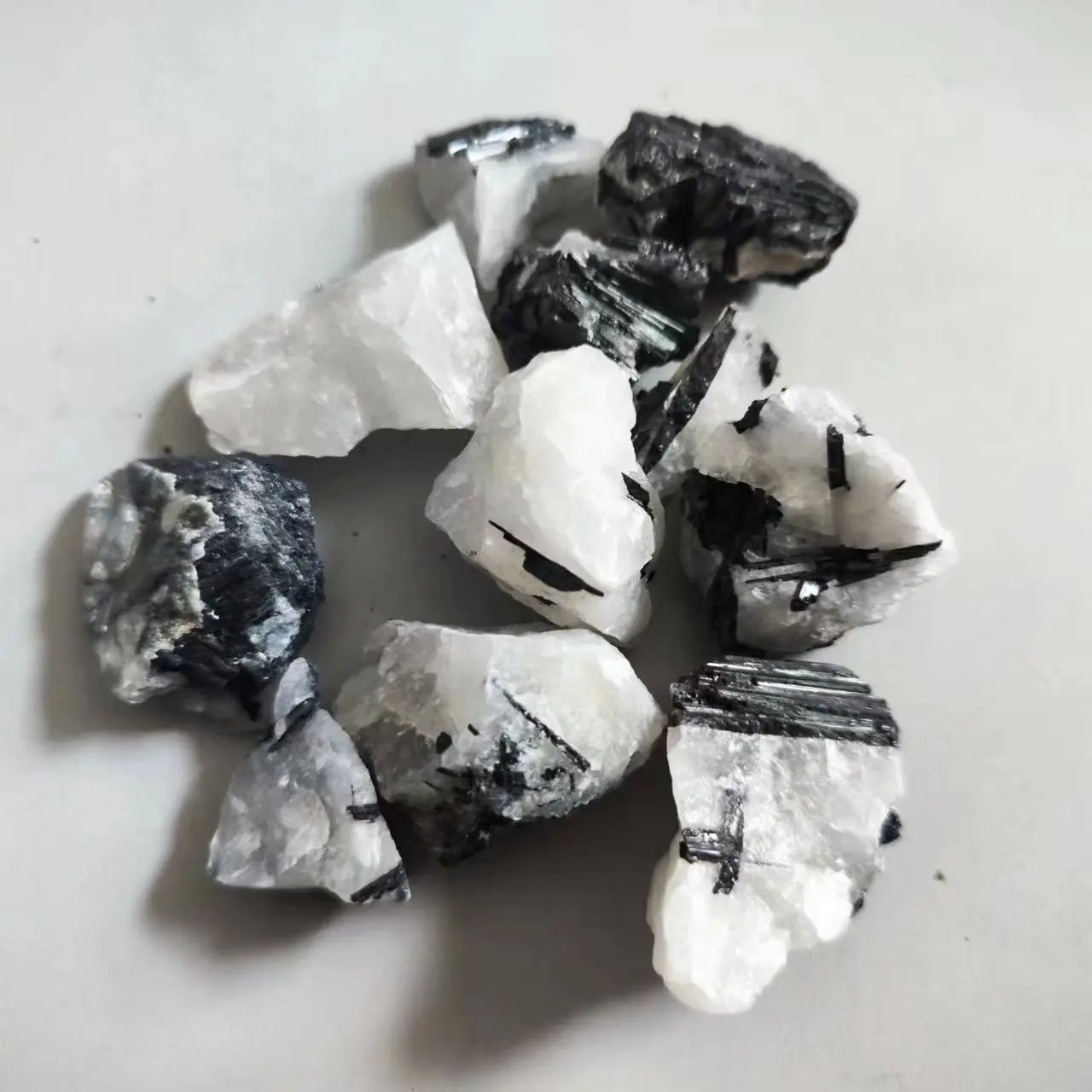 Natural Black Tourmaline and White Quartz Crystal – Raw Healing Mineral Specimen