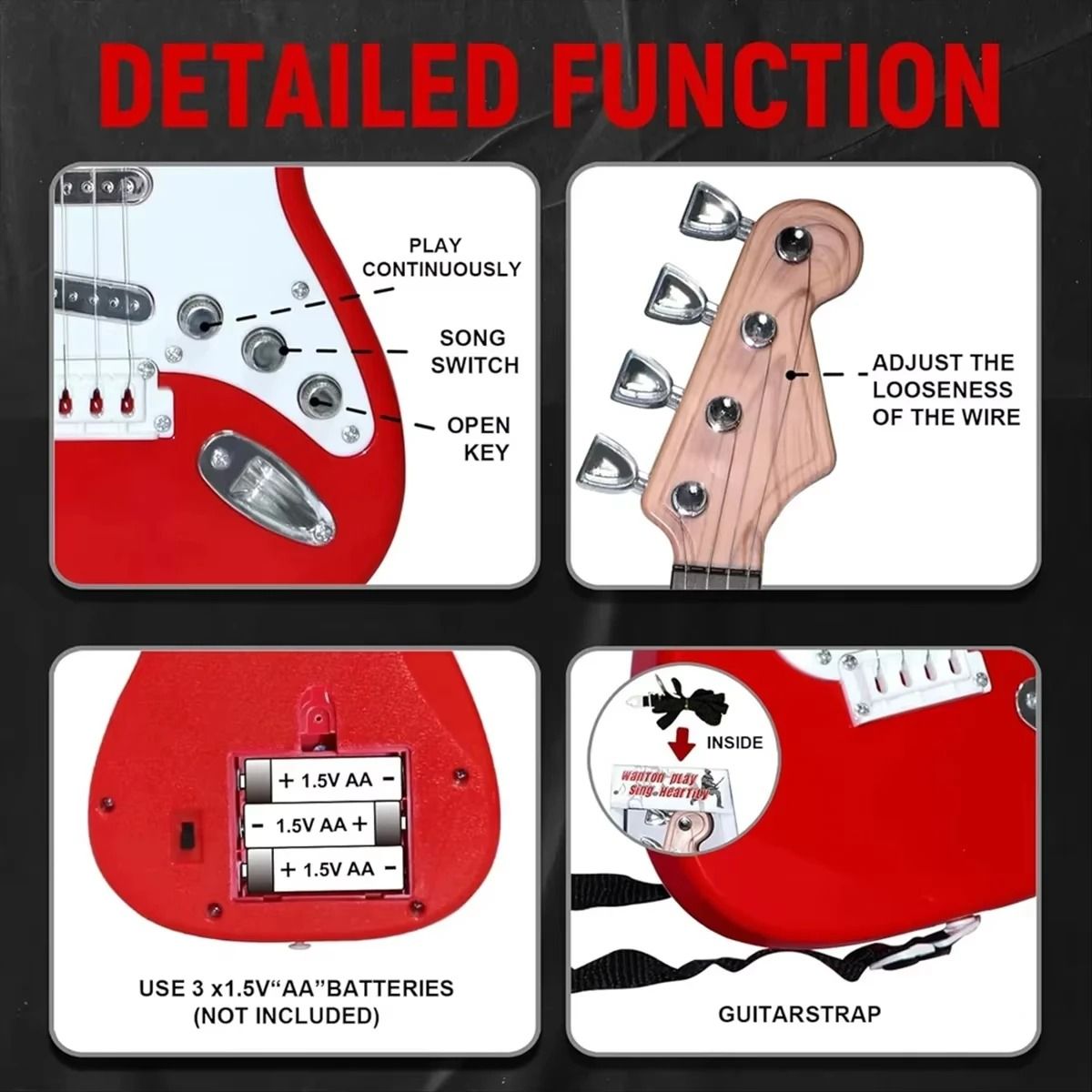 17-Inch Kids Electric Guitar Toy – Interactive Musical Instrument with LED Lights